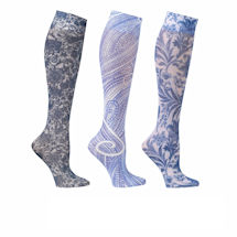 Alternate image Celeste Stein&reg; Women's Printed Closed Toe Wide Calf Mild Compression Knee High Stockings - 3 pack