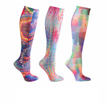Alternate image Celeste Stein&reg; Women's Printed Closed Toe Wide Calf Mild Compression Knee High Stockings - 3 pack