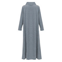 Alternate Image 1 for Women's Velour Long Sleeve Lounge Dress Cowl Neck House Dress 