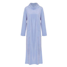 Alternate Image 2 for Women's Velour Long Sleeve Lounge Dress Cowl Neck House Dress 