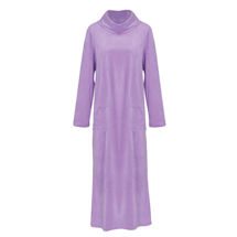 Alternate Image 4 for Women's Velour Long Sleeve Lounge Dress Cowl Neck House Dress 