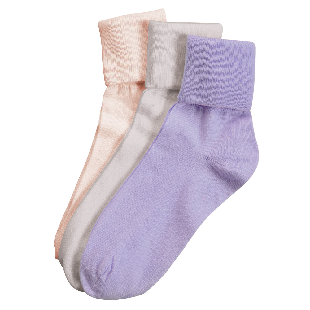 Buster Brown Women's 100% Cotton Socks - 3 Pair Package Fold Over Asst ...