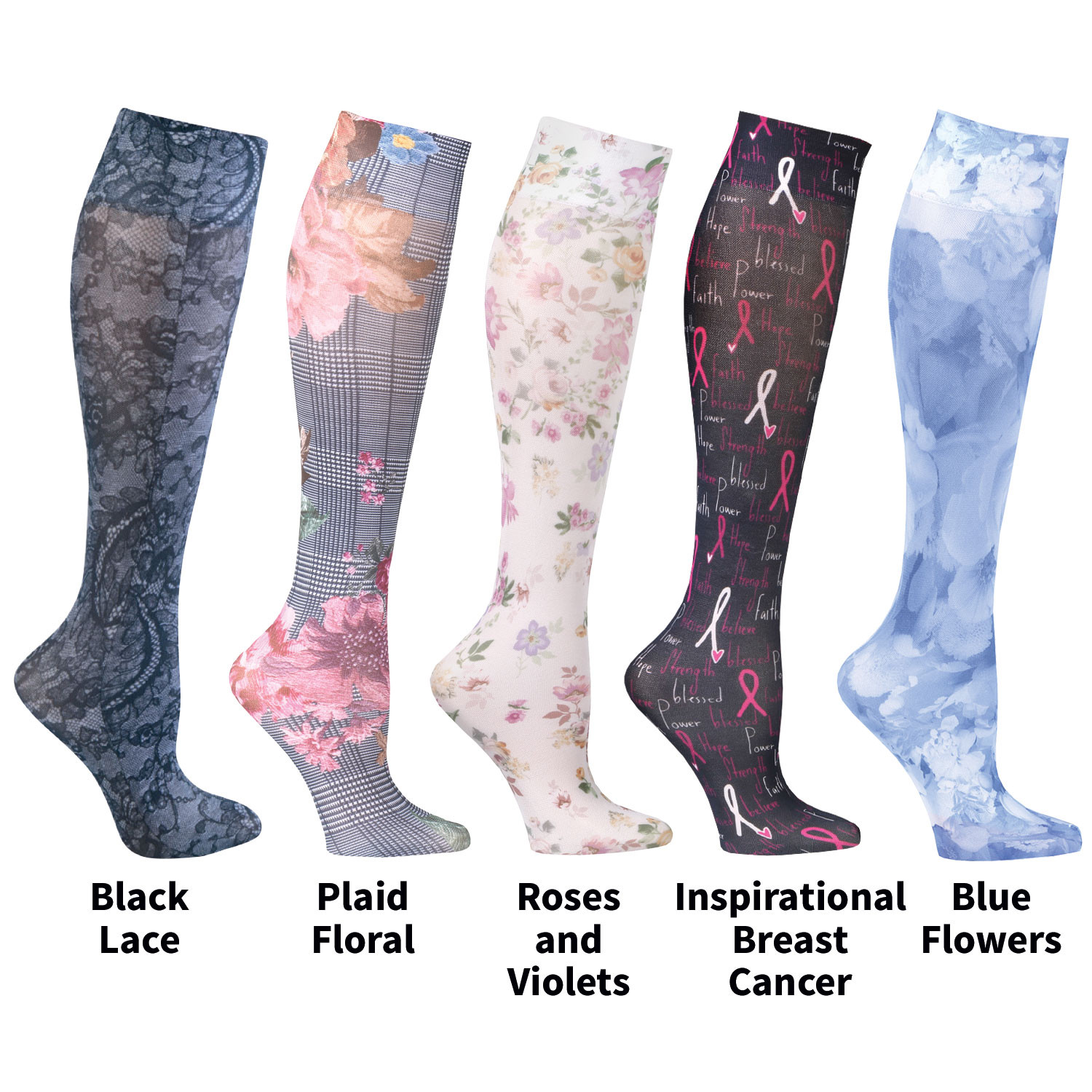 Printed Mild Compression Knee High Stockings - Women's at Support Plus ...