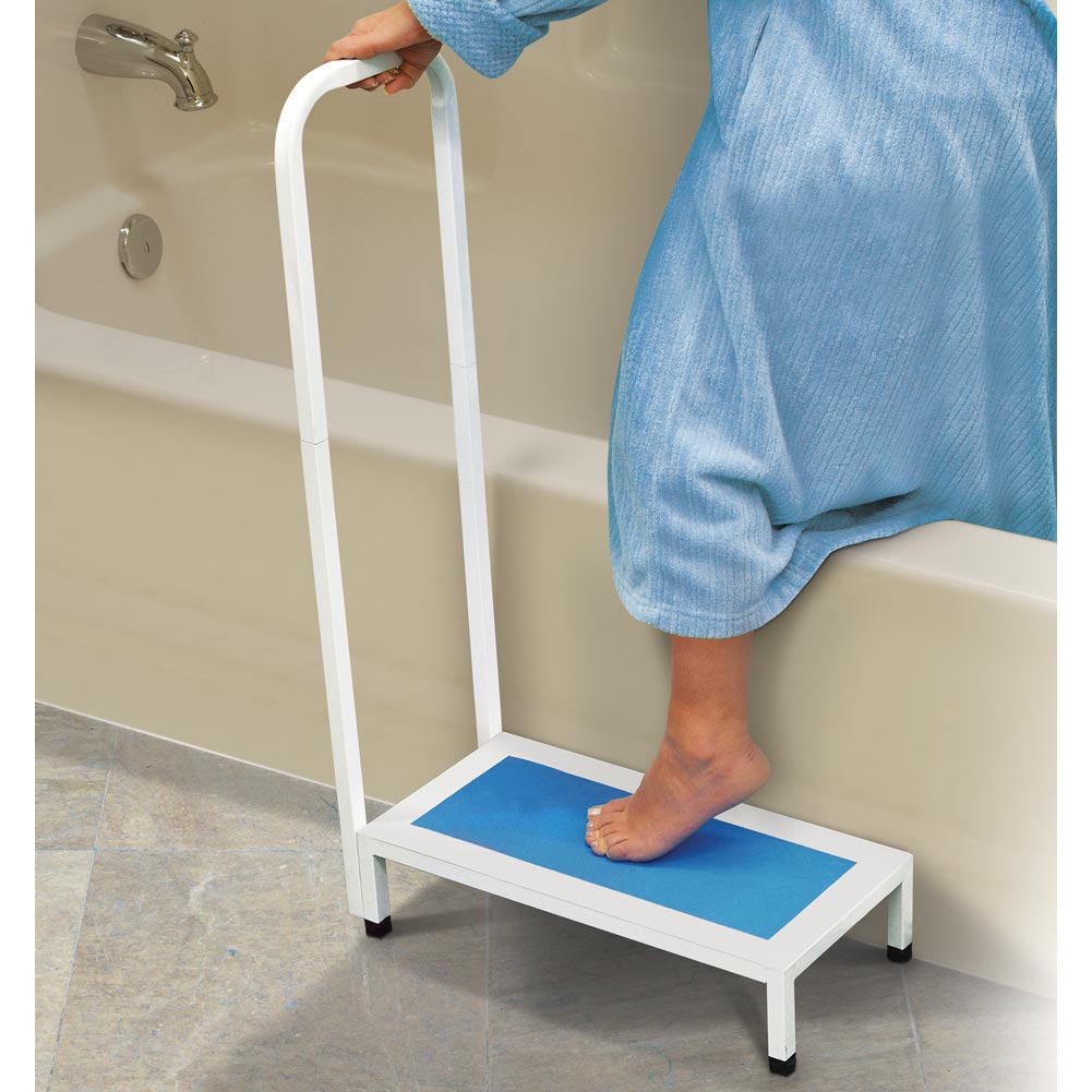 Bath Step With Handle Non Slip Surface Sturdy Aid Bathroom 500LBS NEW Shower NEW 