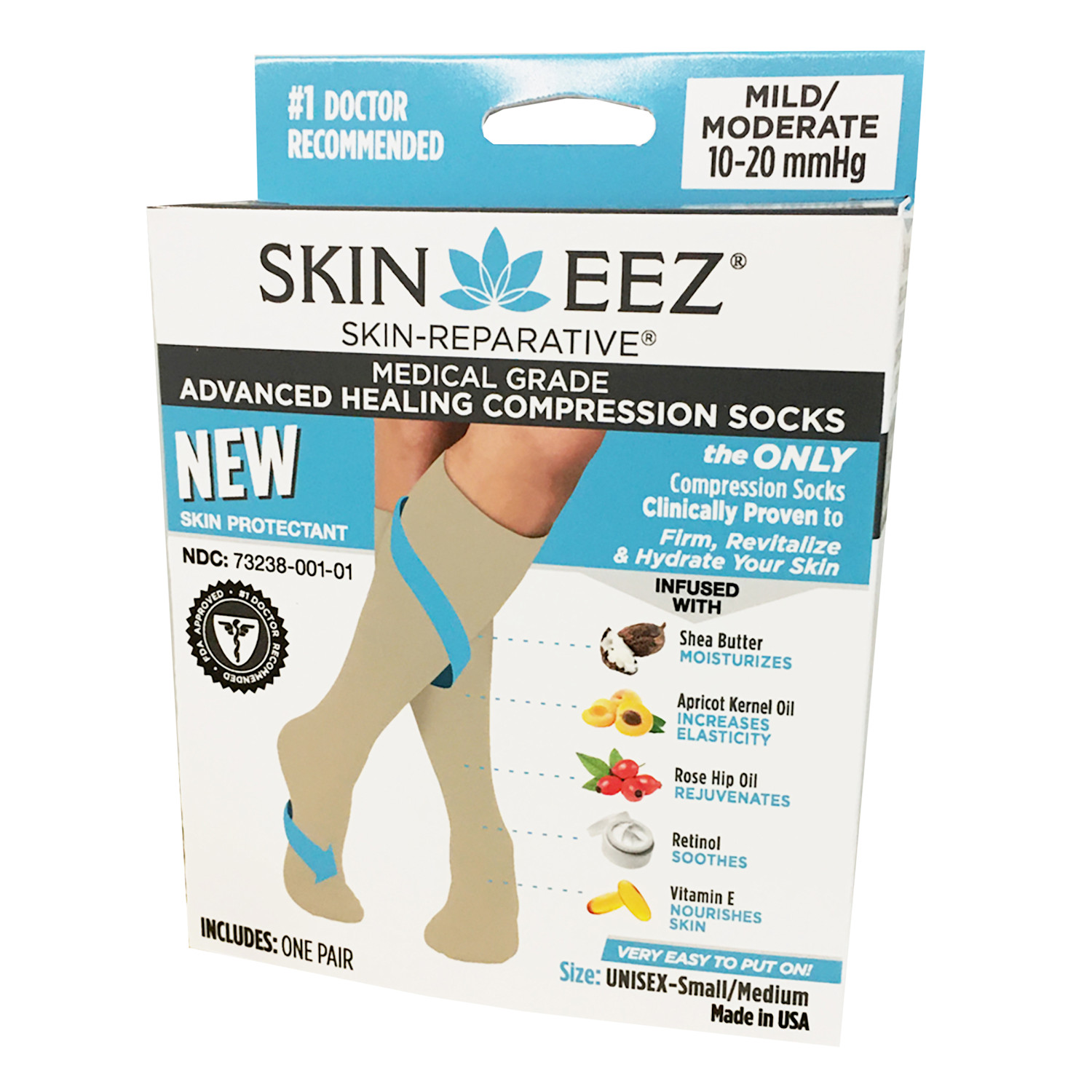 Skineez® Unisex Hydrating Mild Compression Knee High Socks | Support Plus